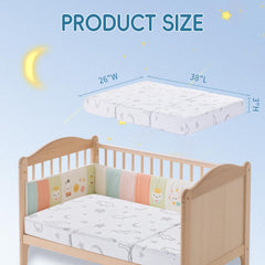 SJEUQOP 38x26 size pack and play mattress fits most mini cribs.