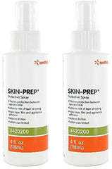 Skin-Prep Protective Spray bottle demonstrates a quick-drying clear film-forming barrier for adhesives.