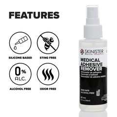 Skinister Adhesive Remover applied to skin dissolving adhesives without irritation
