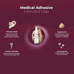 Skinister adhesive remover for tape removal eases painless detachment from skin.