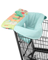 Skip Hop Farmstand cart cover on a grocery cart for a clean surface.
