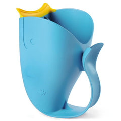 Skip Hop MOBY rinse cup front view in blue shows compact design for bath time