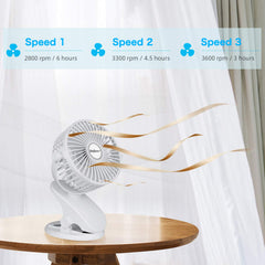 SkyGenius stroller clip fan providing gentle airflow for baby comfort.