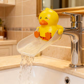 Skyroku Duck-Tastic Faucet Extender front view, quick, tool-free fit for toddlers.