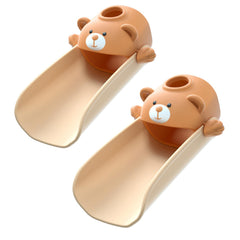 Skyroku bear-design faucet extender in brown for toddler-friendly hand washing