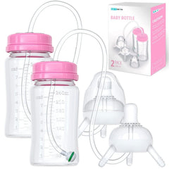 Skywin TidyFriend anti-colic 8oz pink bottle with straw for convenient feeding