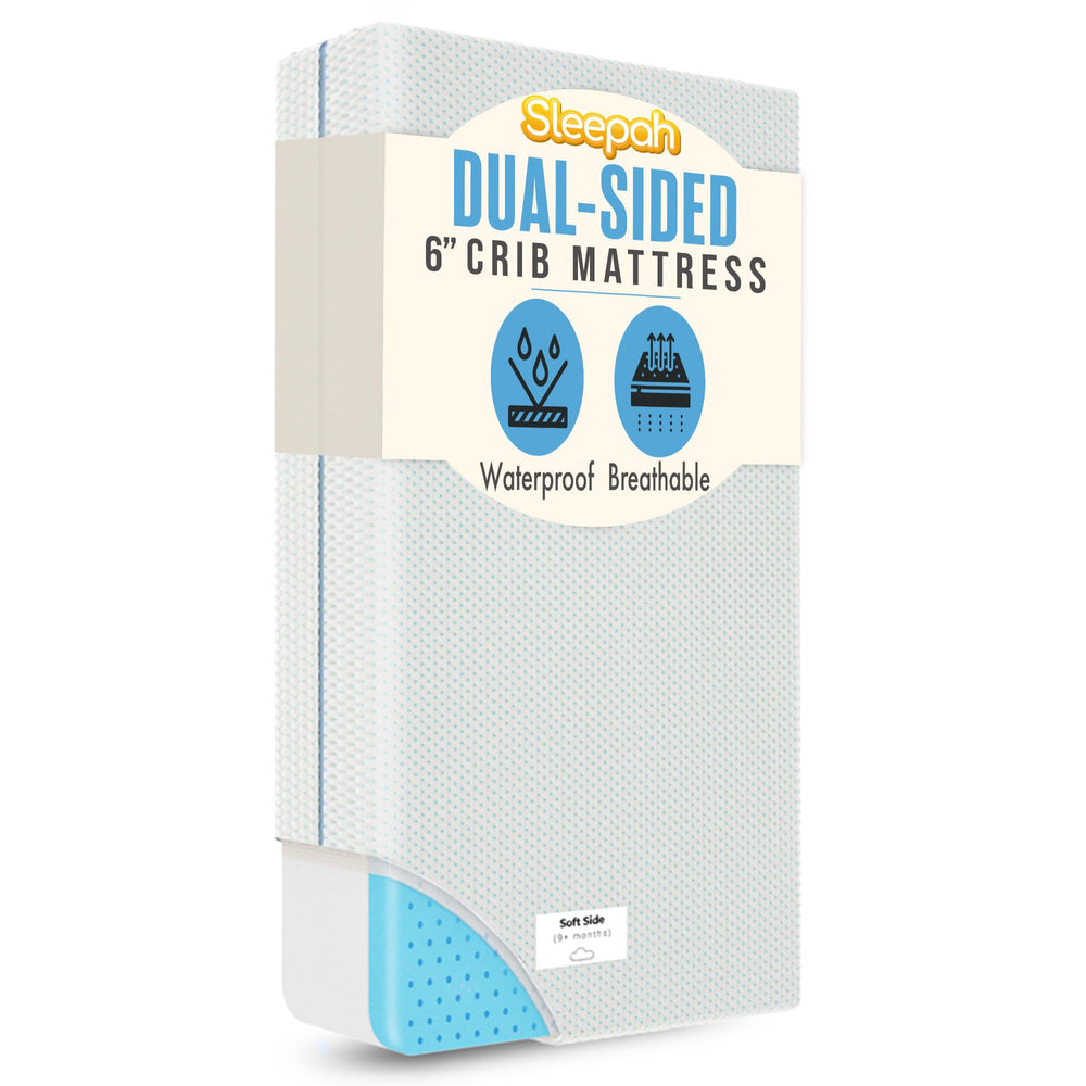 Sleepah 6in crib mattress front view, safe design for newborns.