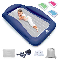 Sleepah inflatable toddler bed front view in coral gray, ideal for safe travel nights