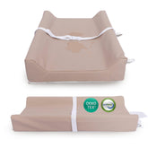 Sleepah waterproof diaper changing pad in tan with wipeable surface for quick cleanups.