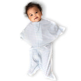 SleepingBaby Zipadee-Zip swaddle in blue-cream provides cozy security for restful naps.