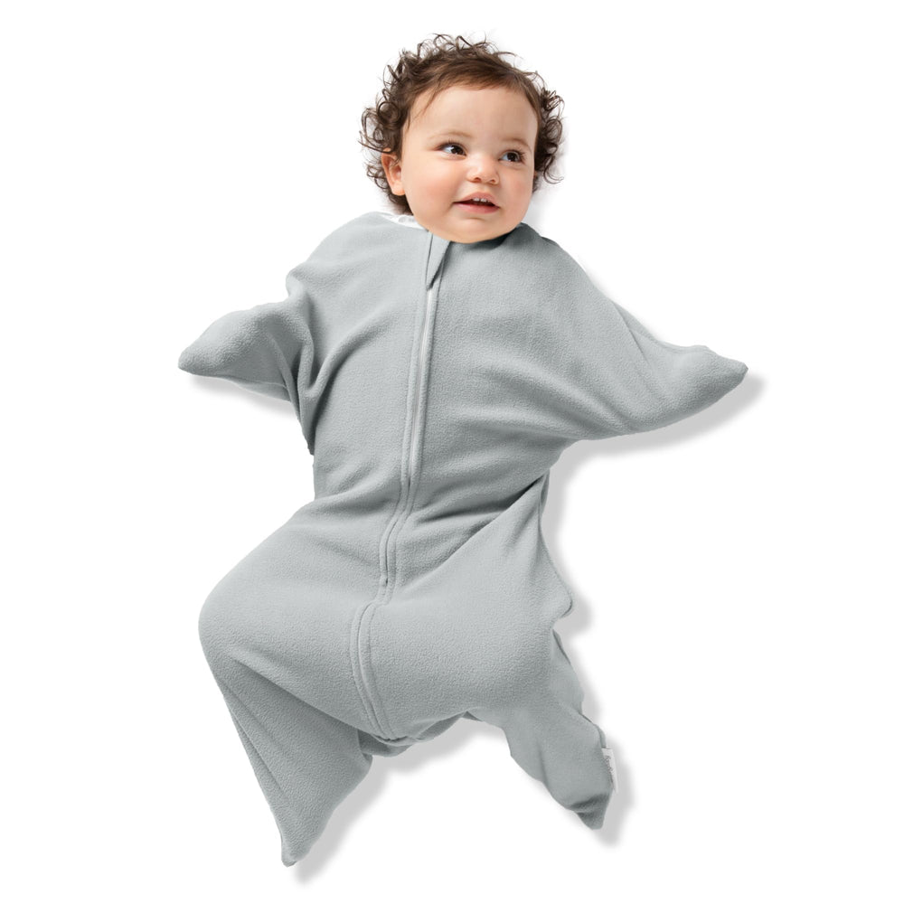 SleepingBaby Zipadee-Zip transition swaddle in Heather Grey for 4-8 months comforts with snug design