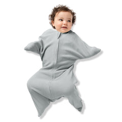SleepingBaby Zipadee-Zip transition swaddle in Heather Grey for 4-8 months comforts with snug design