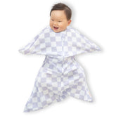SleepingBaby Zipadee-Zip Lavender Check swaddle with secure fit for calm, rest-friendly sleep.