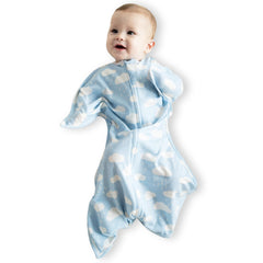 SleepingBaby Zipadee-Zip transition swaddle on a baby, cozy and secure.