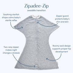 SleepingBaby Zipadee-Zip two-way zipper enables easy diaper access at night