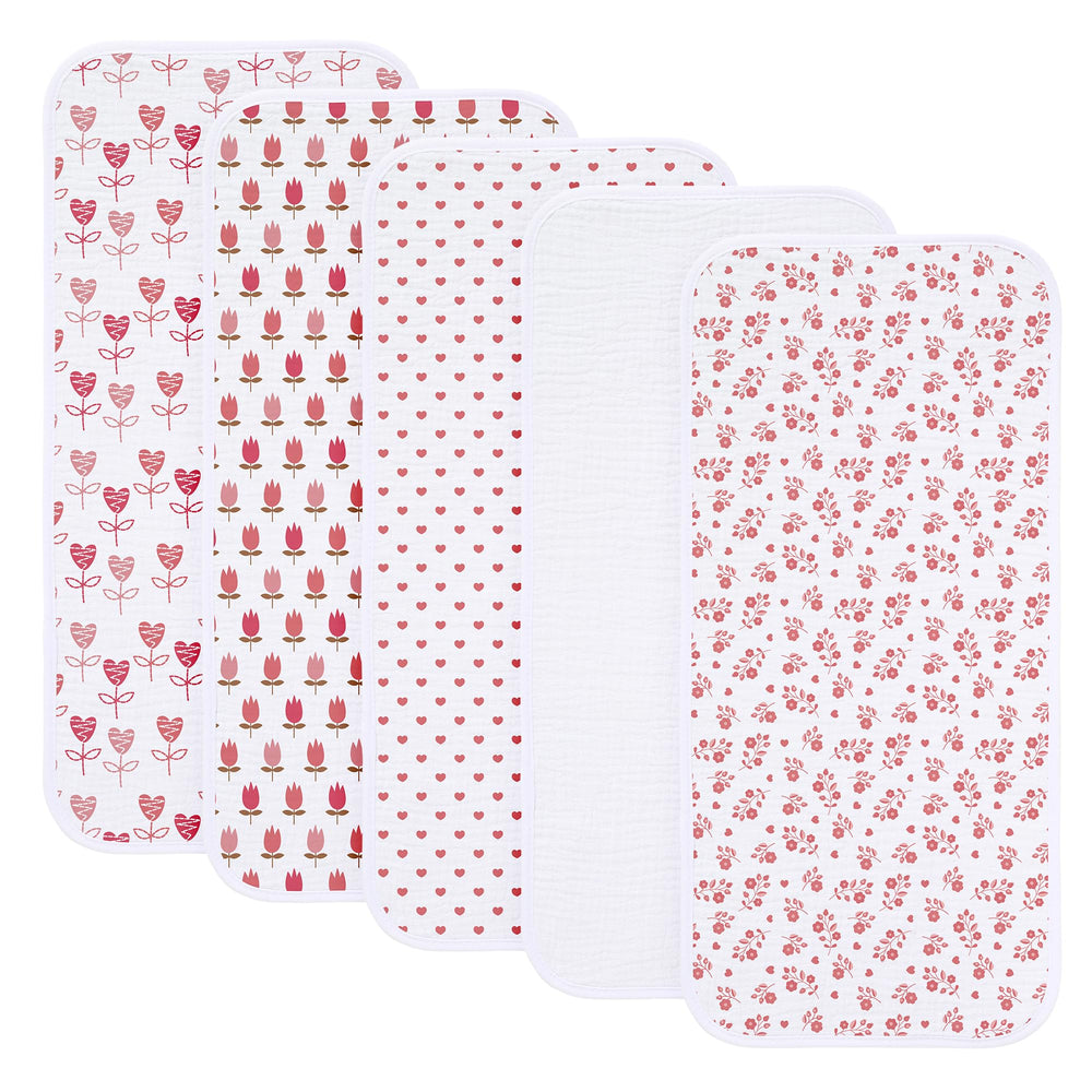Sleepyturtle pink burp cloths with soft absorbent fabric protect clothing during feeds