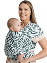 S.Leovay zebra-striped baby wrap front view for bold style and everyday comfort.