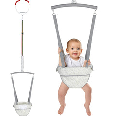 Slevoo Baby Jumper with doorway clamp securing setup for safe bouncing.