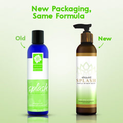 Sliquid Balance Splash Honeydew Cucumber pour aids daily intimate cleansing.
