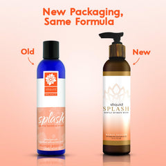 Sliquid Splash Mango Passion packaging highlights vegan, paraben-free formula for sensitive skin.
