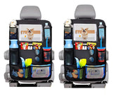 Slivery Color backseat organizer in car showing multiple pockets for organized travel essentials.
