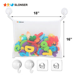 Slonser bath tub toy storage organizer dries toys quickly and reduces clutter.