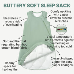 Slumber Buddy sleep sack in use with baby, demonstrating cozy secure fit.