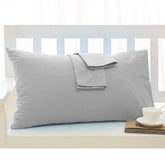 Small travel pillow case 12x16 envelope style in silver grey, ultra-soft Egyptian cotton.