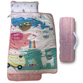 Smarthaven toddler nap mat pink alpaca laid flat for a restful nap