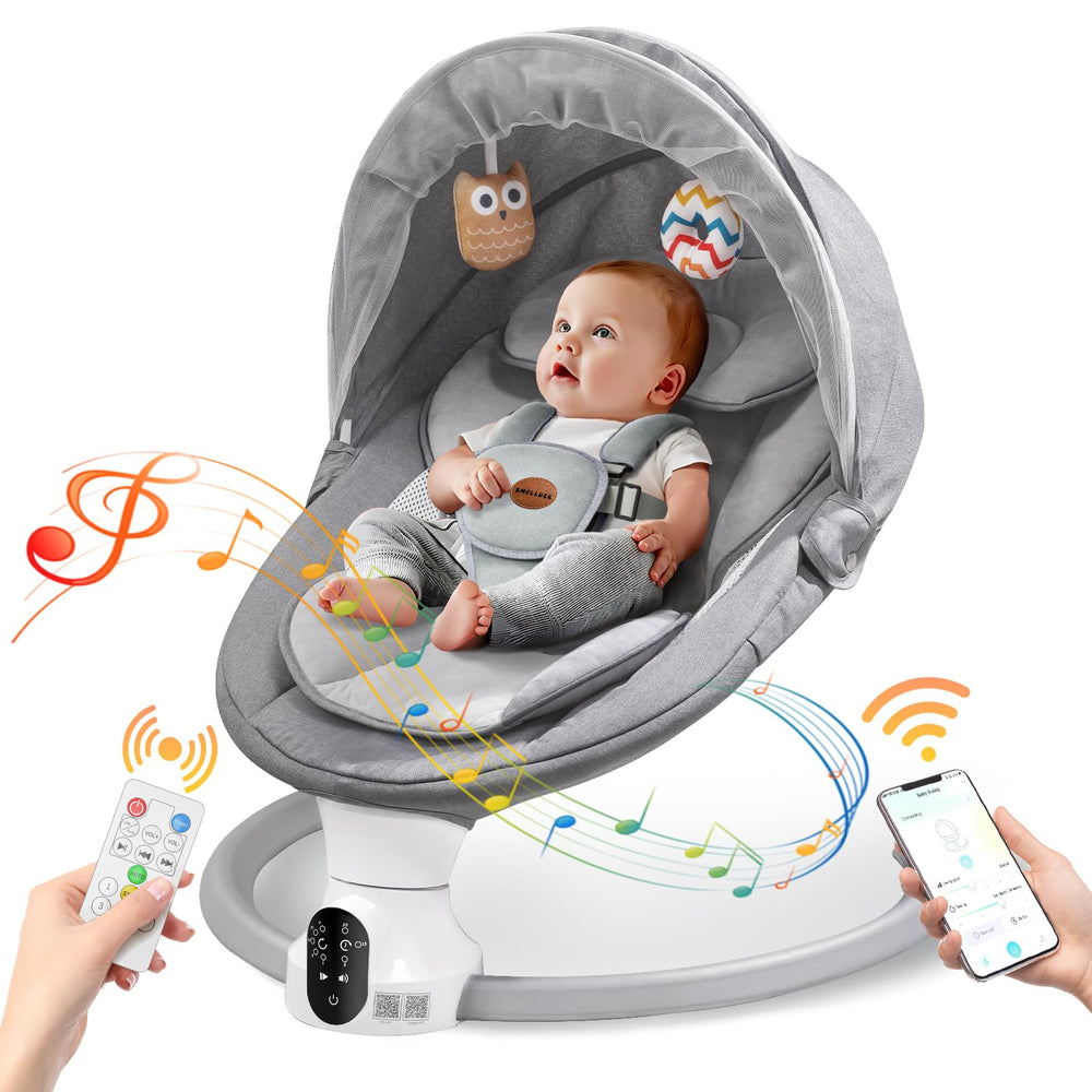 Smelluck Baby Swing with app remote control for convenient soothing.