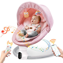Smelluck baby swing in pink shows compact indoor design for infants