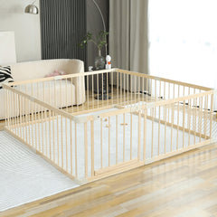 Smilebaby Conababy playpen gate closure illustrates secure containment for curious toddlers