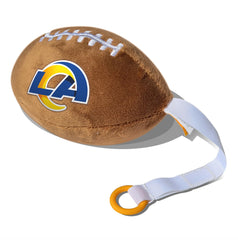 Smilo Los Angeles Rams plush football pacifier holder keeps pacifiers close for on-the-go babies.
