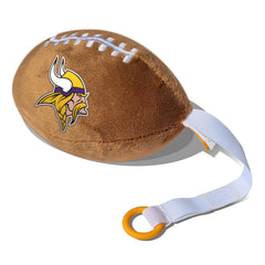 Smilo Minnesota Vikings plush football pacifier holder close-up with soft fabric and secure clip