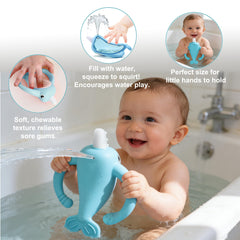 Smily Mia Narwhal bath toy sprays water from blowhole during play