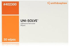 Smith & Nephew Uni-Solve adhesive remover wipe shown for gentle residue removal