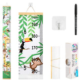 Smlper growth chart with wood frame on wall aids easy height tracking.