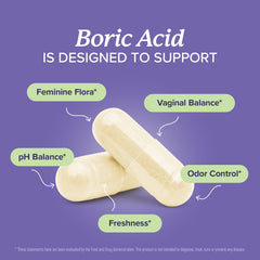 Close-up of SMNutrition boric acid suppositories 600mg bottle.