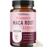 SMNutrition Organic Maca Women capsules on bottle promote energy and balance.