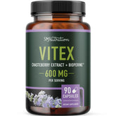 SMNutrition Vitex chasteberry bottle showing 600mg capsules for hormone balance support