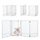 SMONTER free-standing dog gate assembled for instant pet containment without wall drilling.