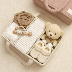 Smoochie diaper caddy handles closeup highlights sturdy carry handles for moving around.
