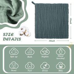 SmoothNovelty 12x12 inch muslin washcloths laid flat for bath prep
