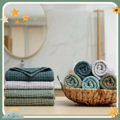 SmoothNovelty washcloths featuring a built-in lanyard for drying and organization