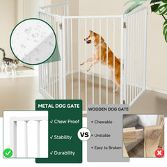 Snagle Paw dog gate with door open demonstrates convenient two-way access.