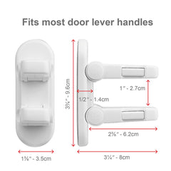 Snowharp door handle lock, adhesive backing, close-up of easy setup.