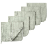 SnugOre Muslin Burp Cloths 5-pack packshot shows soft, highly absorbent protection for spit-up.