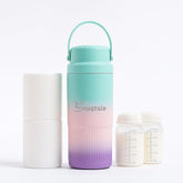 Snugtale breast milk cooler front view; compact travel-ready design keeps milk cold.