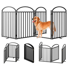 SNUOWU four-panel dog gate seen in full view for wide doorway safety