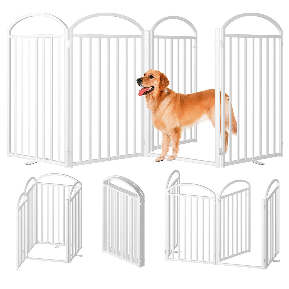 SNUOWU 4-panel freestanding dog gate setup for doorways and stairs